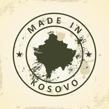Stamp with map of Kosovo Stock Illustration