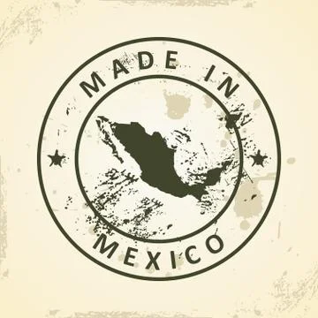 Stamp with map of Mexico Stock Illustration