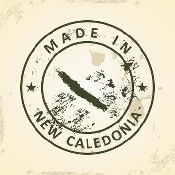 Stamp with map of New Caledonia Stock Illustration