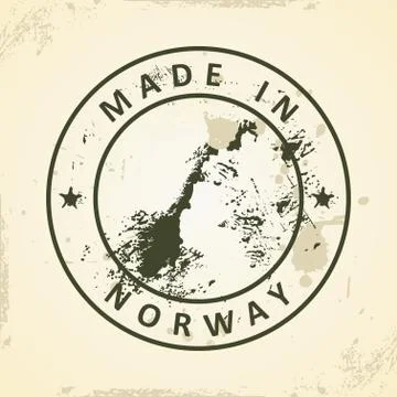 Stamp with map of Norway Illustrazione stock