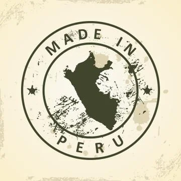 Stamp with map of Peru Stock Illustration