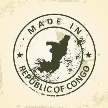 Stamp with map of Republic of Congo Stock Illustration