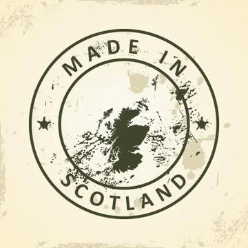 Stamp with map of Scotland Stock Illustration