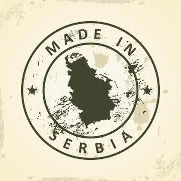 Stamp with map of Serbia Stock Illustration