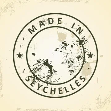 Stamp with map of Seychelles Stock Illustration