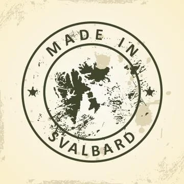 Stamp with map of Svalbard Stock Illustration
