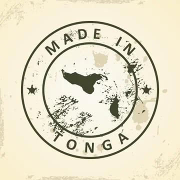 Stamp with map of Tonga Stock Illustration