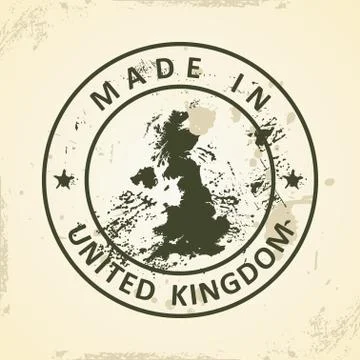 Stamp with map of United Kingdom Stock Illustration