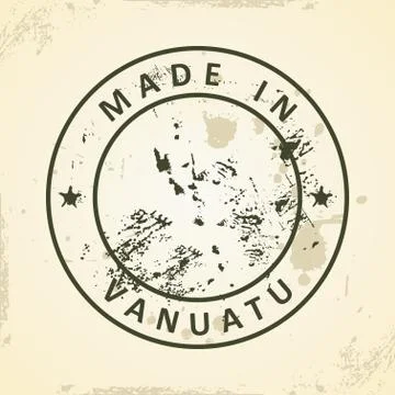 Stamp with map of Vanuatu Stock Illustration