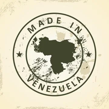 Stamp with map of Venezuela Stock Illustration
