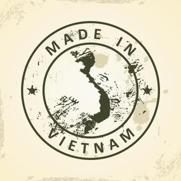 Stamp with map of Vietnam Stock Illustration
