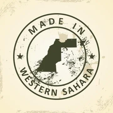 Stamp with map of Western Sahara Stock Illustration