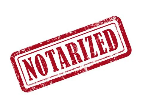 Stamp notarized in red text on white Stock Illustration