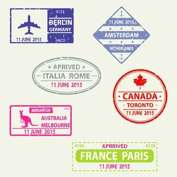 Stamp in the passport, visa Ilustración de archivo