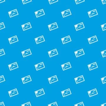 Stamp with plane and text Miami inside pattern seamless blue Illustrazione stock