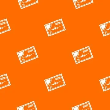Stamp with plane and text Miami inside pattern seamless Illustrazione stock