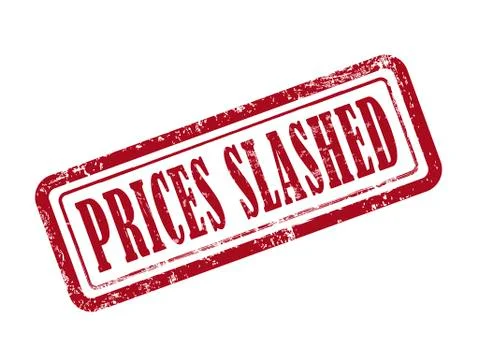 Stamp prices slashed in red Stock Illustration
