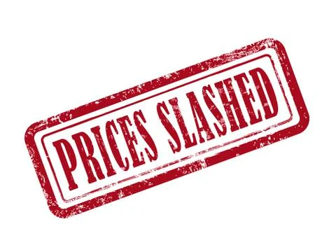 Stamp prices slashed in red Stock Illustration