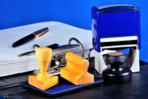 Stamp printing is a tool for authentication of documents. Stock Photos