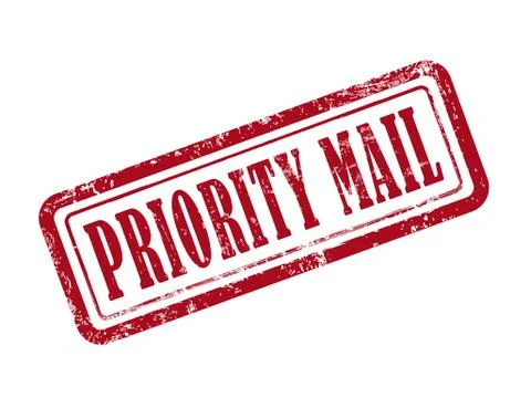 Stamp priority mail in red Stock Illustration