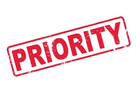 Stamp priority with red text on white Illustrazione stock
