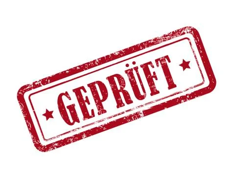Stamp proved word in german text Stock Illustration
