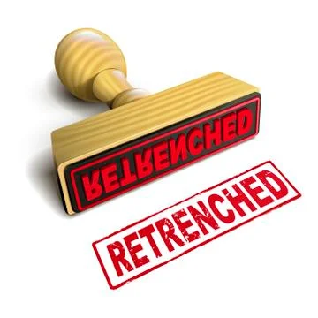 Stamp retrenched with red text on white Illustrazione stock