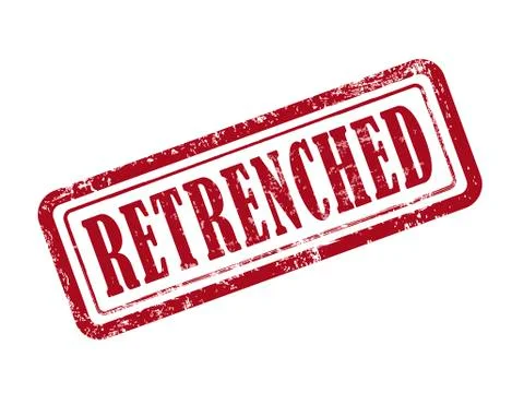 Stamp retrenched in red text on white Illustrazione stock