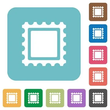 Stamp rounded square flat icons Illustrazione stock