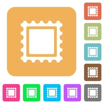 Stamp rounded square flat icons Stock Illustration