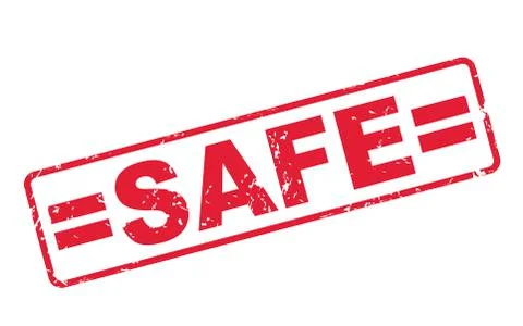 Stamp safe with red text on white Stock Illustration
