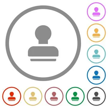 Stamp solid flat icons with outlines Stock Illustration