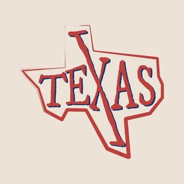 Stamp Texas letter with map for element design Stock Illustration