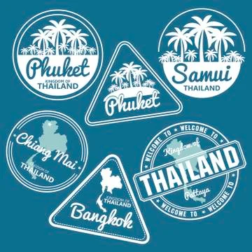 Stamp with Thailand map vector Stock Illustration