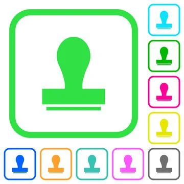 Stamp vivid colored flat icons icons Stock Illustration