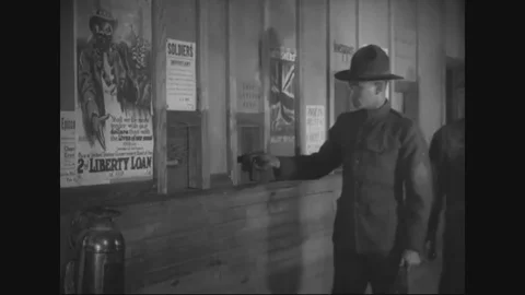 Stamp window and parcel post window of Camp Sherman Post Office, 1917-1918 Stock Footage 83702634