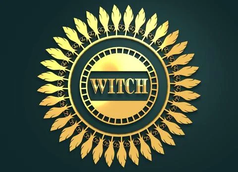 Stamp with Witch text Stamp with Witch text and broomstikcs. Round shape s... Stock Photos
