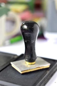 Stamper with stamp pad Stock Photos