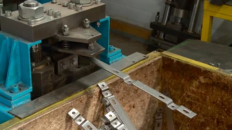 The stamping machine at the metalworking enterprise is in operation Stock Footage 309476635