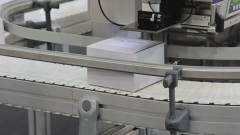 Stamping Package Boxes Conveyor Stock Footage 322167676