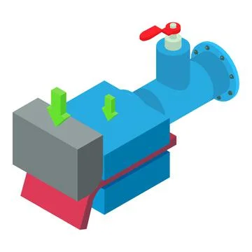 Stamping process icon isometric vector. Automatic hydraulic press machine icon Stock Illustration