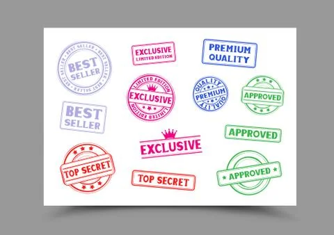 Stamps on a4 paper Stock Illustration