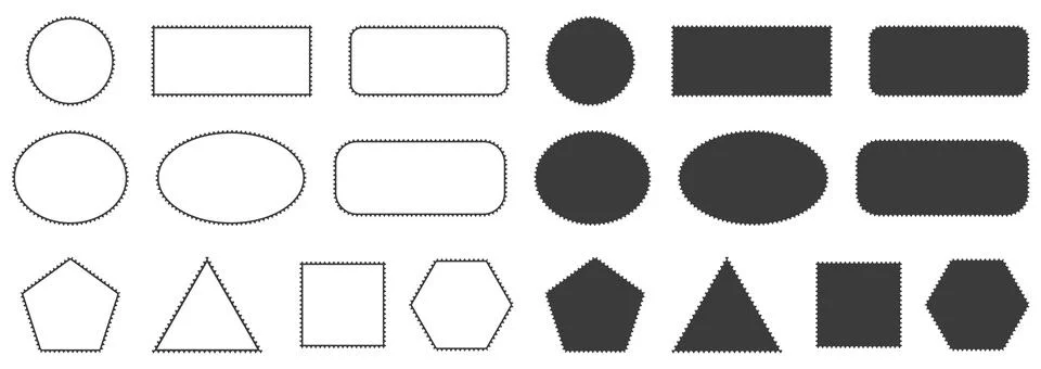 Stamps frames vector icon shape set. Stamp grunge ink rubber labels sign Illustrazione stock