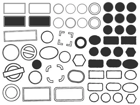 Stamps frames vector icon shape set. Stamp grunge ink rubber labels sign Stock Illustration