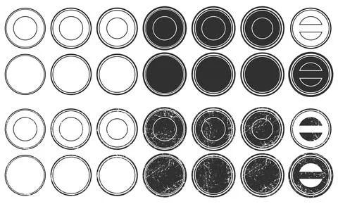 Stamps frames vector icon shape set. Stamp grunge ink rubber labels sign Illustrazione stock