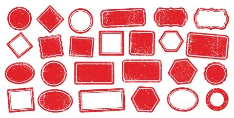 Stamps frames vector icon shape set. Stamp grunge ink rubber labels sign Stock Illustration
