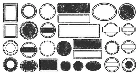Stamps frames vector icon shape set. Stamp grunge ink rubber labels Illustrazione stock