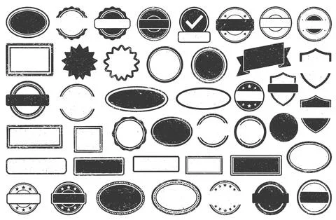 Stamps frames vector icon shape set. Black Stamp grunge ink Stock Illustration