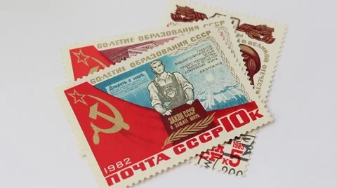 Stamps of the Soviet Union Video stock 54384447