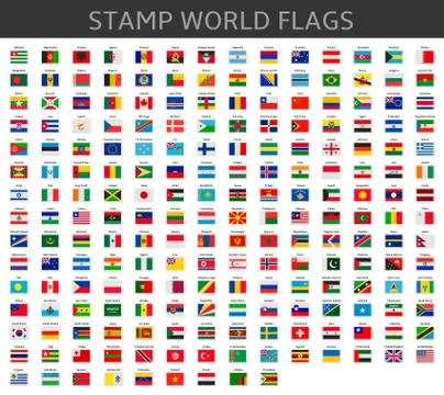 Stamps world flags Stock Illustration